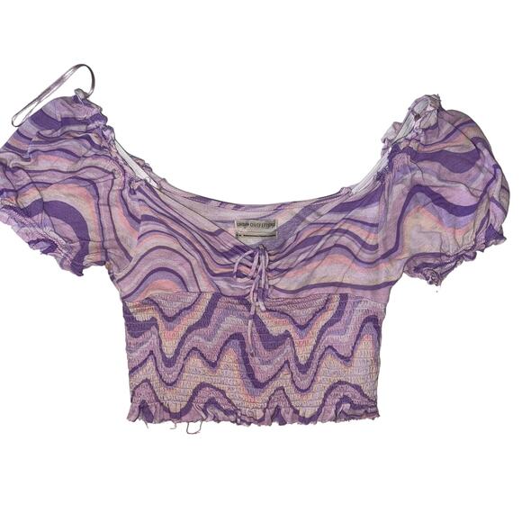URBAN OUTIFTTERS LILAC
SURF CLUB SMOCKED
BLOUSE SIZE MEDIUM - Picture 6 of 7